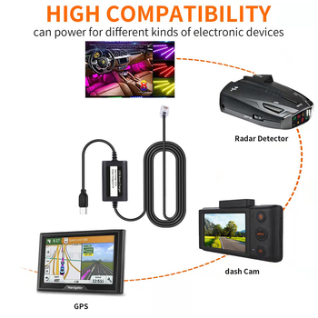 Napájací kábel USB-C na RJ11 pre automobilový radarový detektor, zosilnenie 5V–12V, dĺžka 1,5 m, model Usb C to RJ11