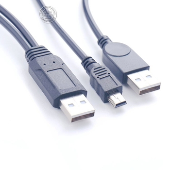 2-în-1 cablu USB pentru date și alimentare pentru HDD extern (USB, Mini USB; împărțire 1 la 2; compatibil cu HDD mobil și cameră digitală; suport pentru personalizare)