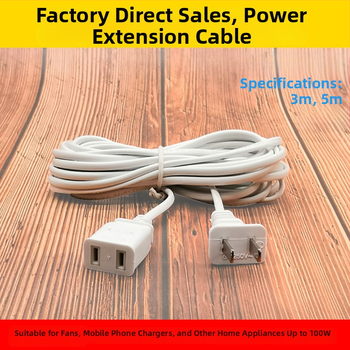 Vidaus naudojimui skirtas įtampos prailginimo kabelis — PVC korpusas, vario/aliuminio laidininkas, vidaus AC prailginimas, veikia iki -10°C