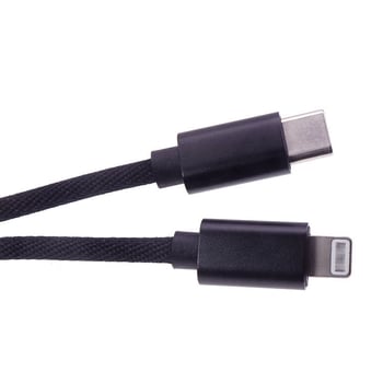 Pleten Lightning–USB-C OTG kabel, crne boje, duljina ispod 0,5 m