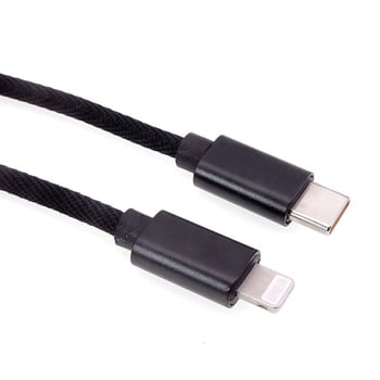 Pleten Lightning–USB-C OTG kabel, crne boje, duljina ispod 0,5 m