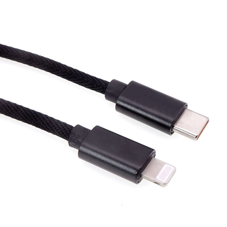 Pleten Lightning–USB-C OTG kabel, crne boje, duljina ispod 0,5 m