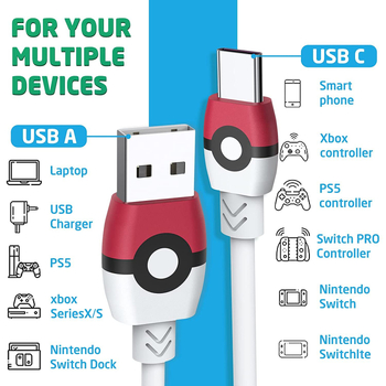 Nintendo Switch OLED USB-C kábel pre rýchle nabíjanie, 1,5 m, 60W PD, s jedným konektorom