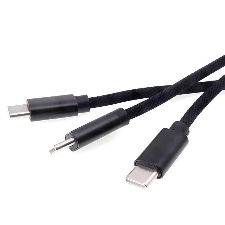 Type-C adatkábel OTG dekóderrel, kötött kivitel, egyfejű csatlakozó, kiterjesztett adatátvitel, maximális teljesítmény 60W