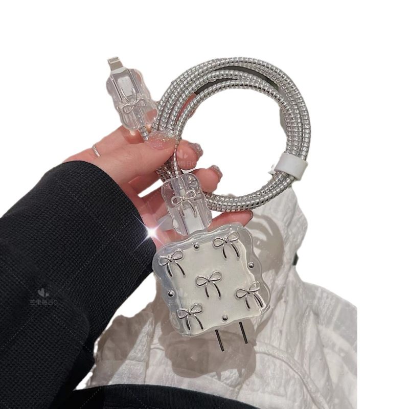 Íj alakú védőtok Apple 17 töltőhöz, 20W töltőfej, törésálló adatkábellel hullámmintás epoxival