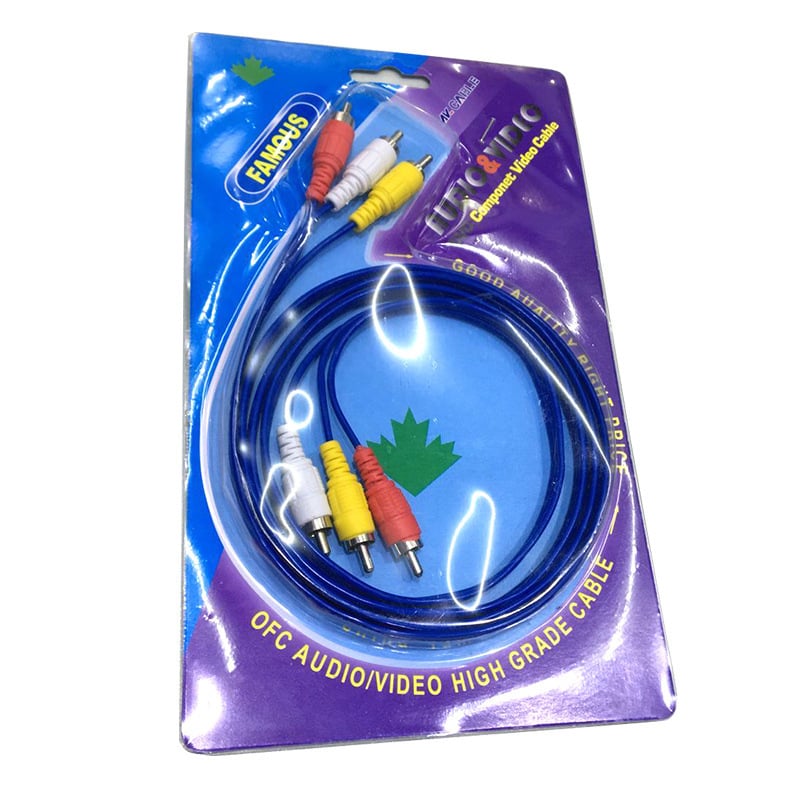 Cablu audio RCA, 3RCA la 3RCA, miez din bronz, conectori placati cu nichel, ambalaj blister, OEM