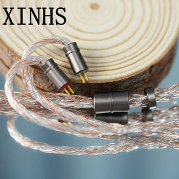 XINHS 4‑žilni kabel od monokrystalne bakrene s premazom srebra, miješana pletena, za MMCX/0,78 mm 2‑pin IEM IE900 DIY nadogradnja slušalica