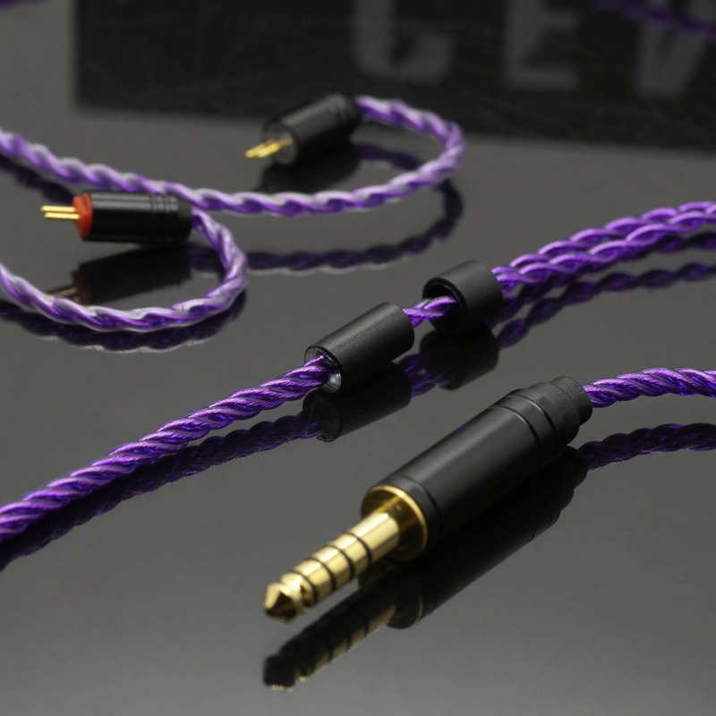 Zixin kábel na vylepšenie slúchadiel In-Ear, 4-stranný fialový, meď s postriebreným povrchom, 0,78 mm, 2-Pin MMCX/QDC/TFZ