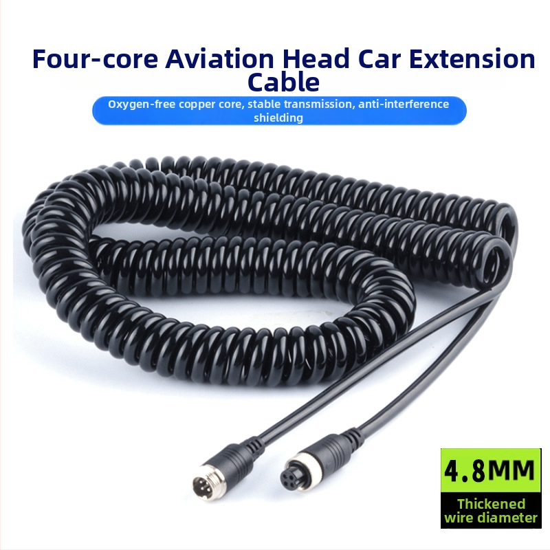 Kravas auto atpakaļ kameras paplašināšanas kabelis, četrkanāls AV video, 3 m, tīrs vara, dubultā aizsardzība, 12–36V
