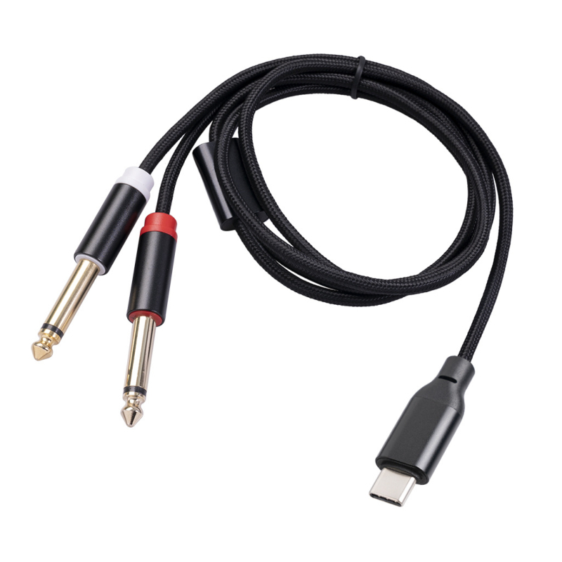 Cablu audio TYPE-C către dual 6,35 mm | conectori placati cu aur, conductor din cupru, linie de semnal, greutate 0,06 kg