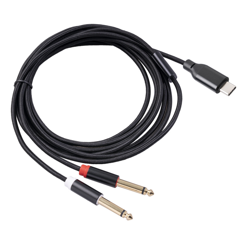 Cablu audio TYPE-C către dual 6,35 mm | conectori placati cu aur, conductor din cupru, linie de semnal, greutate 0,06 kg