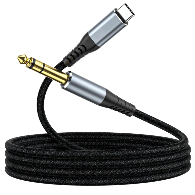 Type-C до 6,35 мм аудио кабел за мобилни устройства, медна сърцевина без покритие, кислородно чист меден проводник, ROSH сертифициран, 100 г