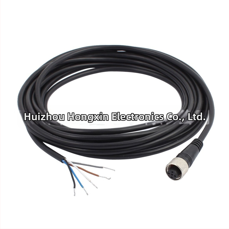 Kameras paplašināšanas kabelis, 4 kodoli, tīrs varš, PVC apvalks, M12 savienotājs, vadus 24/26/28