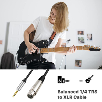 6,35 mm-es audio-kábel XLR női csatlakozóval, 3-szálas, aranyozott érintkezők, ónnal bevont rézmag, nejlon fonattal borított