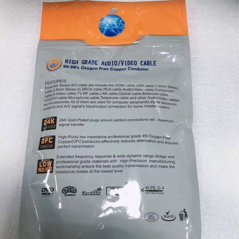 AV-kábel 3,5 mm AUX-hoz, két RCA-hoz, TV-hez, ezüstös bevonattal, alumíniumötvözet maggal