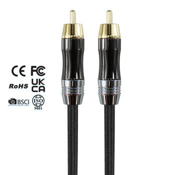 Musta Cd-0105 Cablu audio RCA placat cu aur, 2 conectori RCA, nucleu din oțel acoperit cu cupru și cupru fără oxigen, certificat ISO 9001