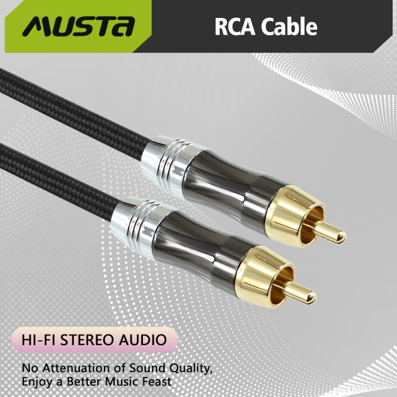 Musta Cd-0105 Cablu audio RCA placat cu aur, 2 conectori RCA, nucleu din oțel acoperit cu cupru și cupru fără oxigen, certificat ISO 9001