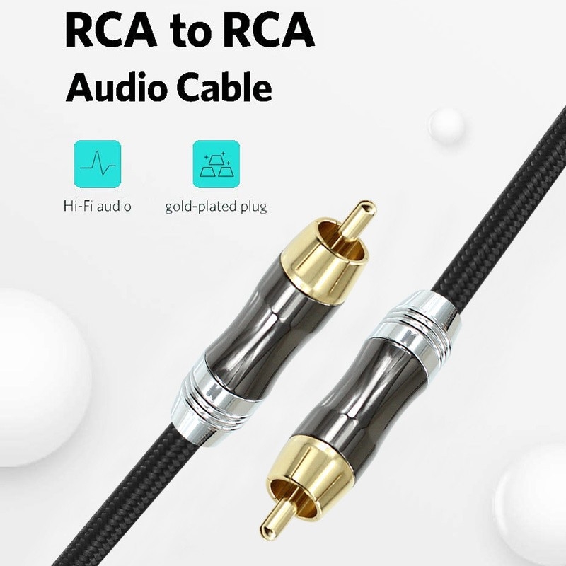 Musta Cd-0105 Cablu audio RCA placat cu aur, 2 conectori RCA, nucleu din oțel acoperit cu cupru și cupru fără oxigen, certificat ISO 9001