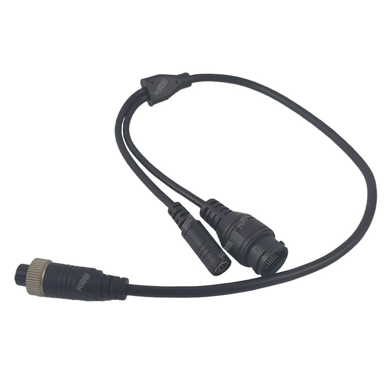 Kabel za razdvajanje 1 na 2, 6-žilni, RJ45 i DC priključci, za automobilsku kameru i nadzor