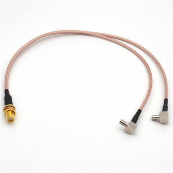 Dual TS9 muški na SMA ženski splitter kabel RG316, 15 cm, niska gubitnost