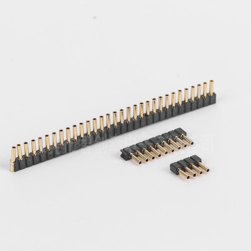 Crni ženski header, 2.0 mm razmak, jednoredni, šuplje kružne otvori