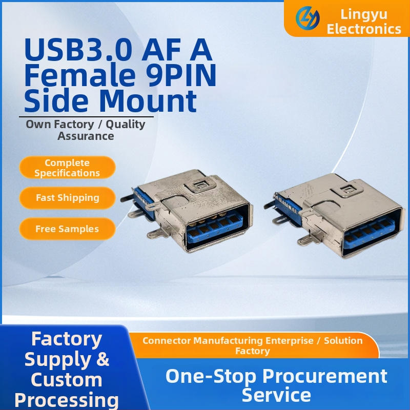 Ling yu USB 3.0 A samica, 9-pin, bočni SMT konektor, LCP izolator