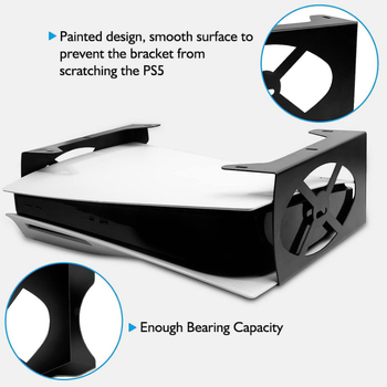 PS5 nevidljivi stalak ispod stola, metalni okvir za pohranu s ventilacijom, dimenzije 26×3.6×22.6 cm, težina 1620 g