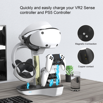 PS5/PS VR2 Punjac i Hlađenje Osnovna Stanica s Držačem za VR Naočale (Model: JYS-P5156; Kompatibilnost: PS5/PS VR2; Funkcije: punjenje, hlađenje, držač za VR naočale; Broj korisnika: 1; Težina: 990 g)