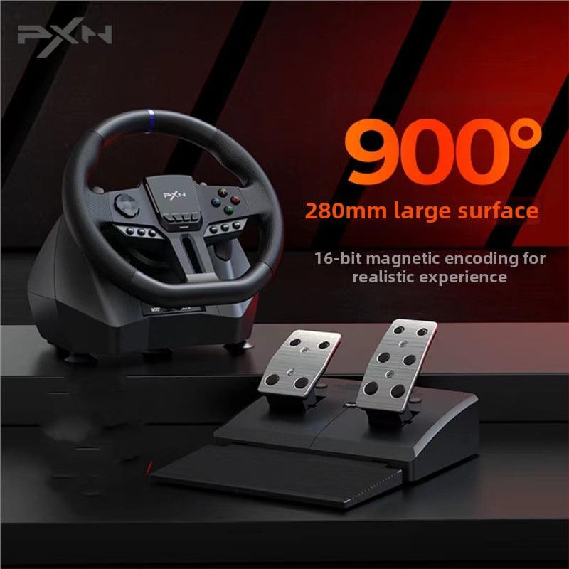 Lashda V900 Gen2 žaidimų vairas lenktynių simuliatoriams – USB jungtis, ABS medžiaga, vibracija, suderinamas su PC, PS3, PS4, Xbox