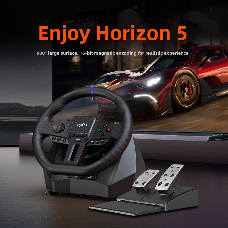 Lashda V900 Gen2 žaidimų vairas lenktynių simuliatoriams – USB jungtis, ABS medžiaga, vibracija, suderinamas su PC, PS3, PS4, Xbox