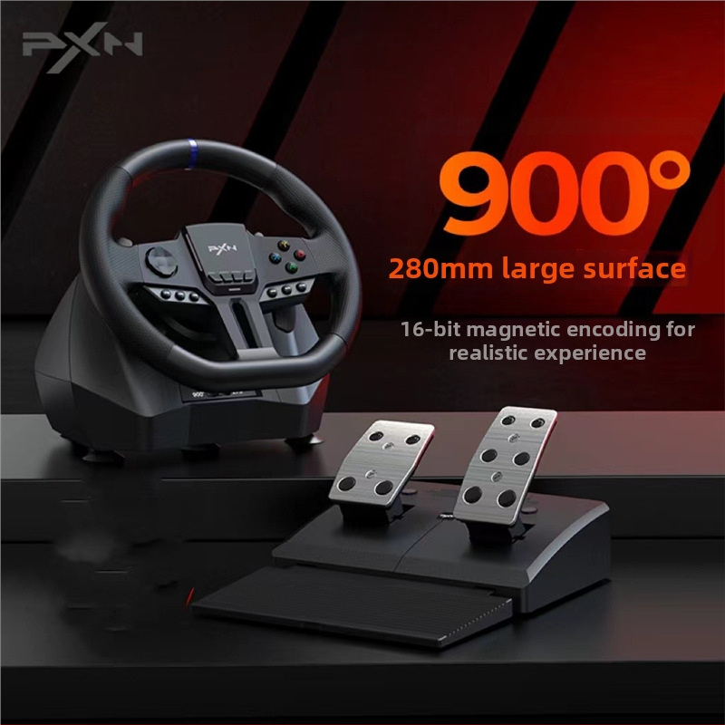 Lashda V900 Gen2 žaidimų vairas lenktynių simuliatoriams – USB jungtis, ABS medžiaga, vibracija, suderinamas su PC, PS3, PS4, Xbox