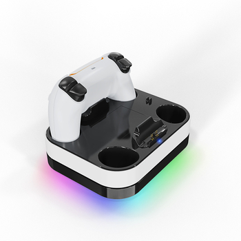 PS5 bază de încărcare duală pentru controllere, încărcare prin contact și iluminare RGB
