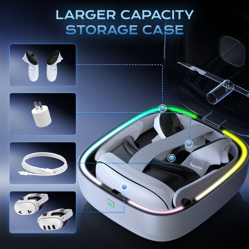 Punjačka baza za VR naočale i kontrole Meta Quest3/3S s magnetskim dockingom i baterijskim setom (Model: JYS-MQ002; Kompatibilnost: Meta Quest3/3S; Težina: 1,35 kg; Jamstvo: 3 garancije)