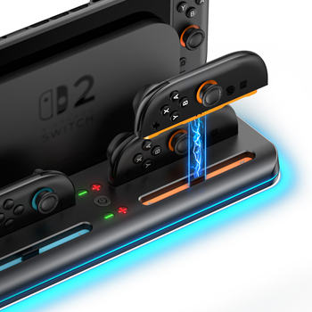 Nintendo Switch 2 magnetska punjačka i skladišna baza s držačima za lijevi i desni Joy-Con te RGB osvjetljenjem
