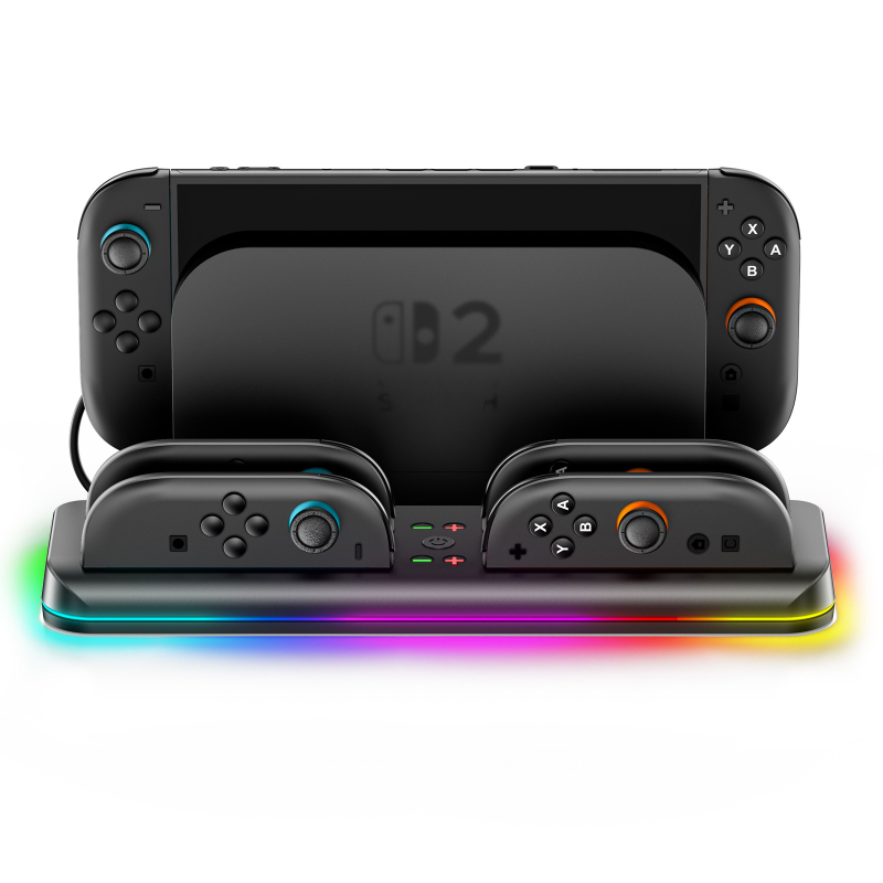 Nintendo Switch 2 magnetska punjačka i skladišna baza s držačima za lijevi i desni Joy-Con te RGB osvjetljenjem