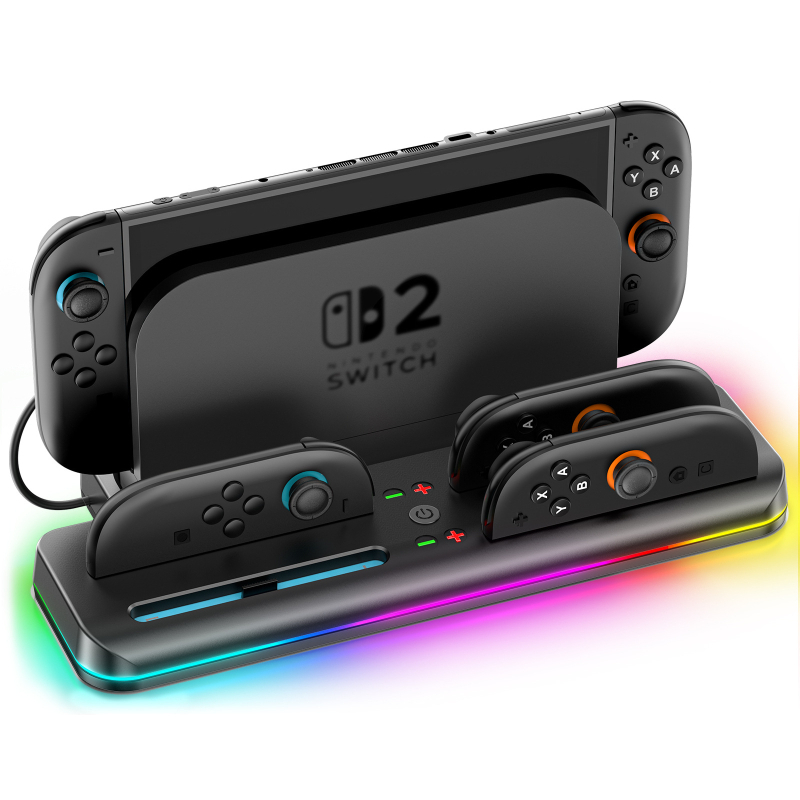 Nintendo Switch 2 magnetska punjačka i skladišna baza s držačima za lijevi i desni Joy-Con te RGB osvjetljenjem