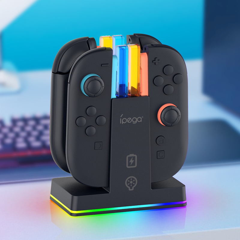 Switch2 magnetička stanica za punjenje 4-u-1 za lijeve i desne Switch2 kontrolere s indikatorom punjenja, USB-C, RGB osvjetljenje
