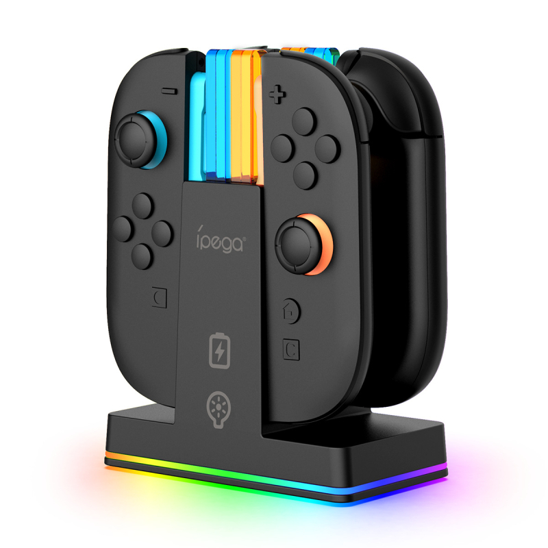 Switch2 magnetička stanica za punjenje 4-u-1 za lijeve i desne Switch2 kontrolere s indikatorom punjenja, USB-C, RGB osvjetljenje