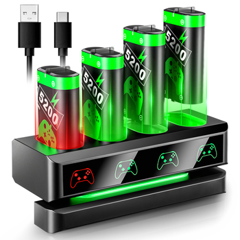 Φορτιστής Xbox για ασύρματους ελεγκτές με 4 επαναφορτιζόμενες μπαταρίες 2300mAh