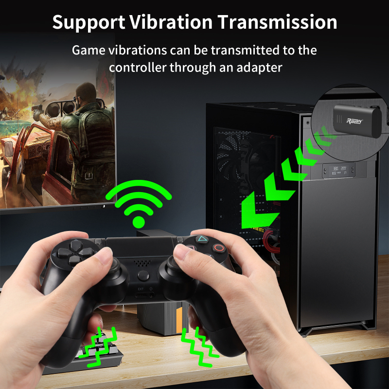 USB Bluetooth adapter za PS4/PS5 i SWITCH gamepad - USB sučelje, Plug and Play, ABS kućište, model ROO1, kompatibilan s PC-om i Android TV Boxom