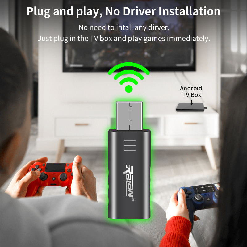 USB Bluetooth adapter za PS4/PS5 i SWITCH gamepad - USB sučelje, Plug and Play, ABS kućište, model ROO1, kompatibilan s PC-om i Android TV Boxom