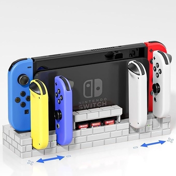 Switch OLED višefunkcionalni punjački stalak s pohranom kartica i USB priključkom, model Sw488, ABS