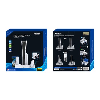 PS5 Pro / PS5 Slim / PS5 Host Bază de răcire – ABS, USB-C, bază multifuncțională cu raft de discuri și suport pentru controler