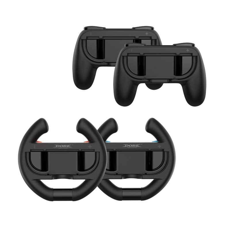 Switch2 trkački volan s držačima – 4-u-1 set (2 volana + 2 držača), ABS, dimenzije 33.4 × 7.3 × 14.3 cm