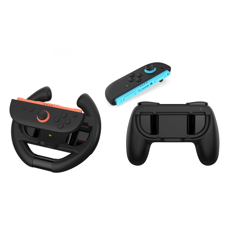 Switch2 trkački volan s držačima – 4-u-1 set (2 volana + 2 držača), ABS, dimenzije 33.4 × 7.3 × 14.3 cm