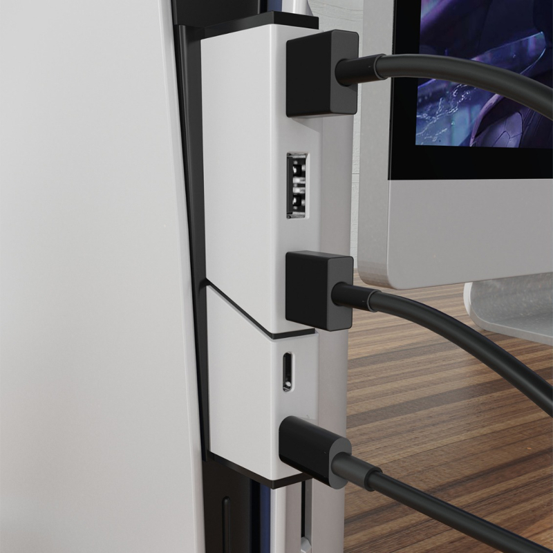 PS5 Slim USB-C HUB Stanica s rozšírením 2–5 portov, USB 2.0 rýchly prenos, ABS telo