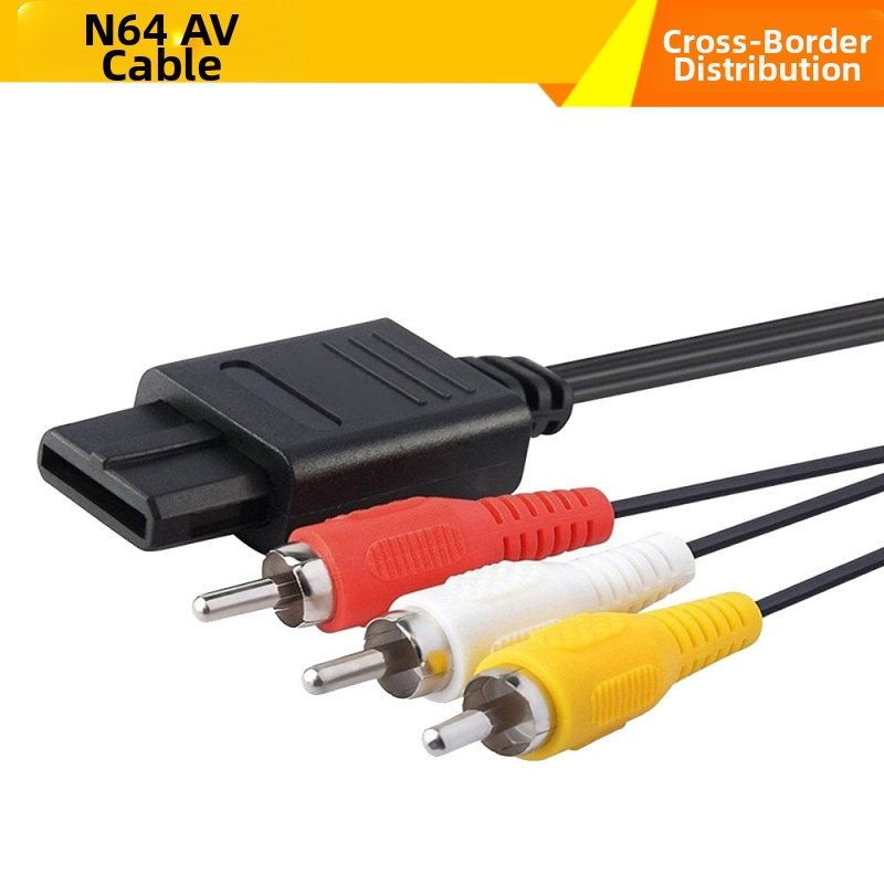 N64 AV kabelis – AV audio/video vadus, kodols: vara pārklāts tērauds, izolācija: PVC, modelis N64, svars 100 g