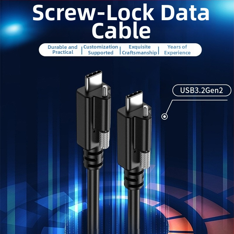 USB 3.2 Type-C rūpnieciskā kamera video kabelis, divpusējs gals un vienas skrūves fiksācija, 20 Gbps pārraide