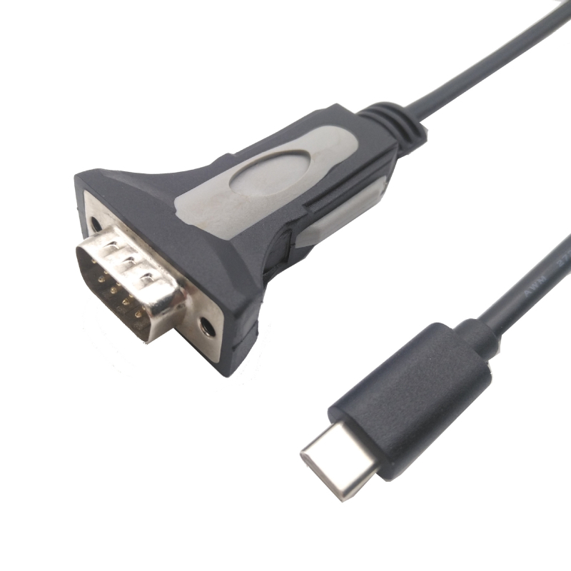 Type-C līdz DB9 RS232 seriālajam kabelim, USB-C adapters, RS232 protokols, tīrs vara kodols, PVC izolācija