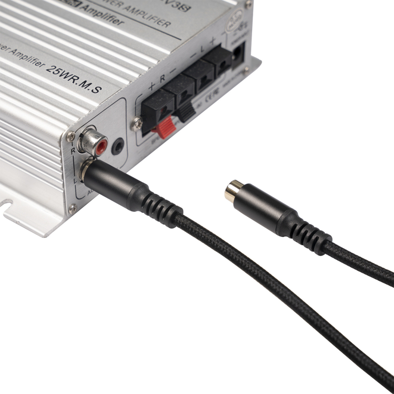 RCA produžni kabel, muški–ženski, s dvostrukom zaštitom od aluminijske folije i bakrene žice, pamukasta tkanina mreža